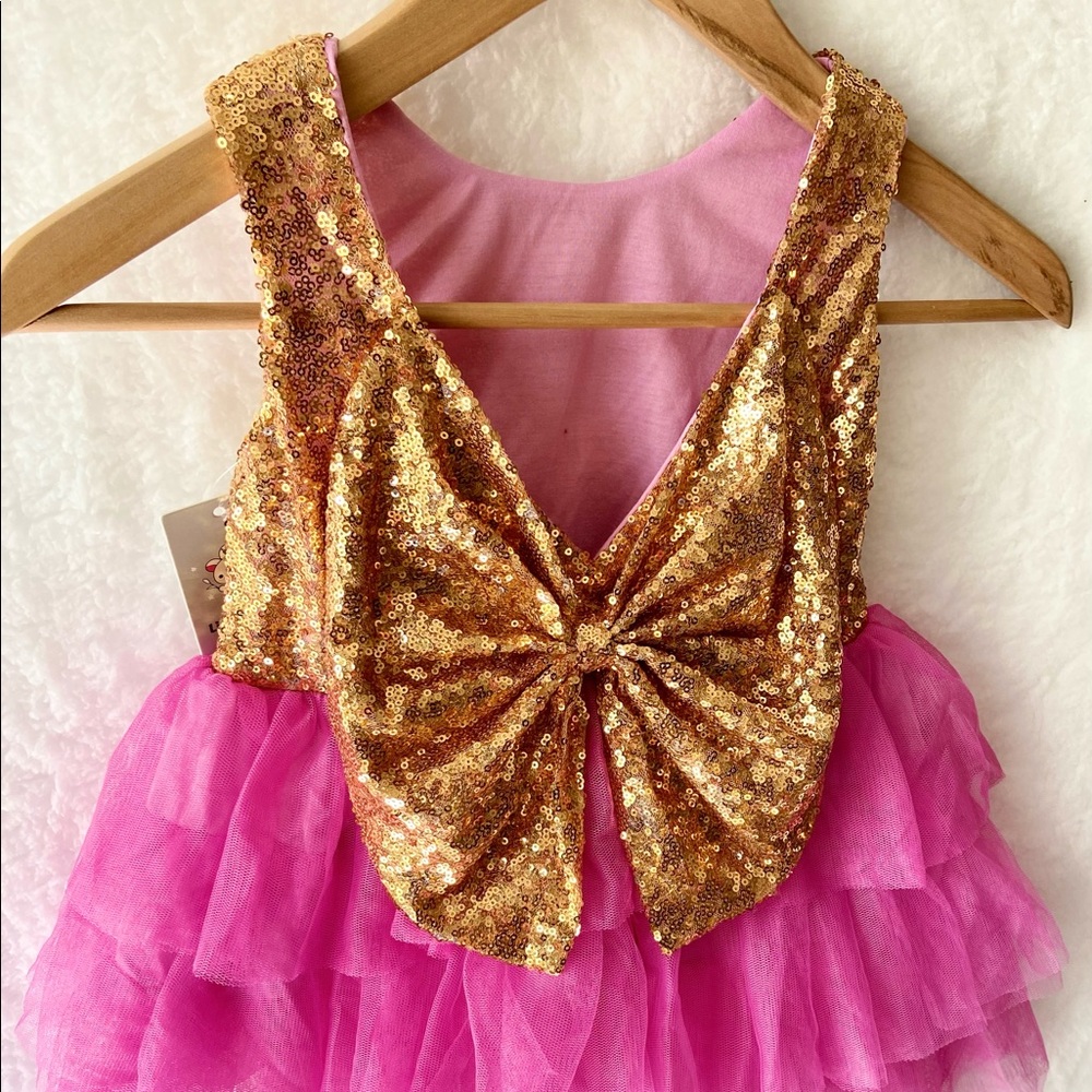 Beautiful Bow Gold and pink Dress